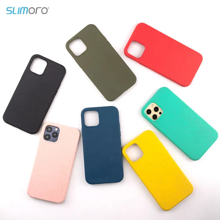 

Slimoro Soft Waterproof Protective Cover For iPhone 13 Pro Max Phone Case Biodegradable Eco Friendly Wheat Straw TPU Phone Case, Red, pink, black, navy blue, sky blue, light gray