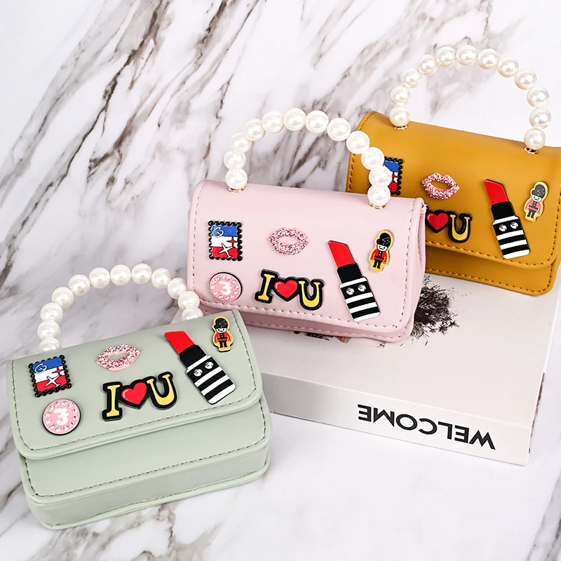 

bulk buy lovely lip stick pattern handbags fashionable mini crossbody coin purses for toddlers kids, Blue,red,black,green......