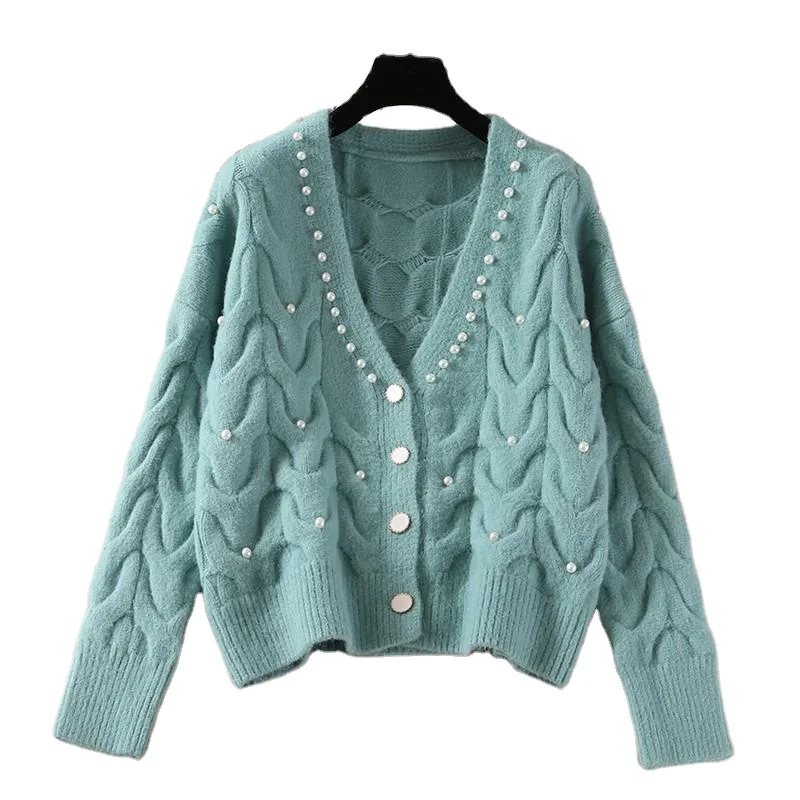 

2021 New fashion autumn winter women cardigan v-neck Knitted women ladies sweater cardigan