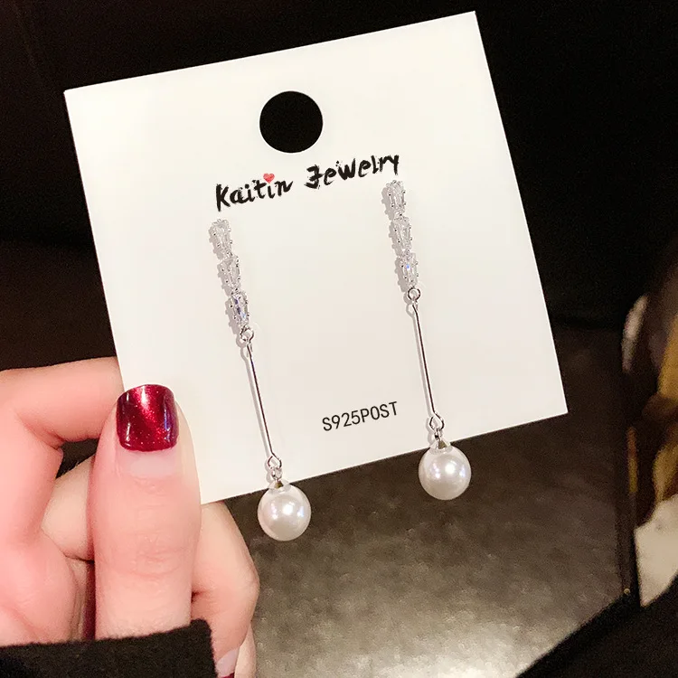 

new statement crystal pearl bling drop earrings