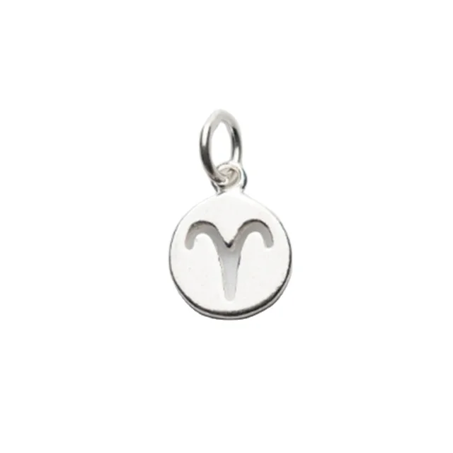 

Hollow 12 Zodiac Signs 925 Sterling Silver Round Pendant, Silver/ gold