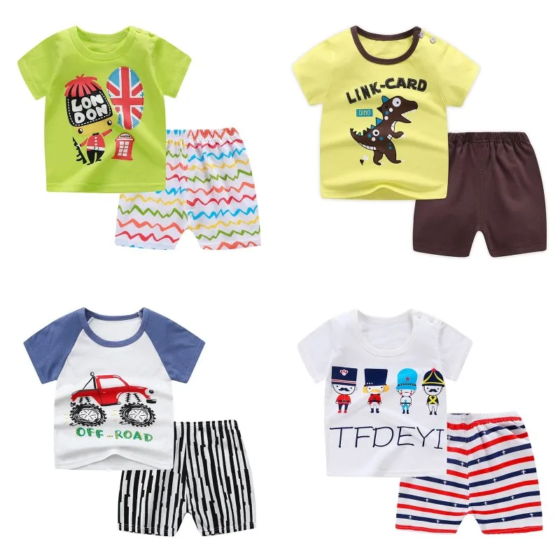 

Wholesale new short sleeve baby T shirt cotton short sleeve shorts Kids wholesale manufacturers summer children's wear
