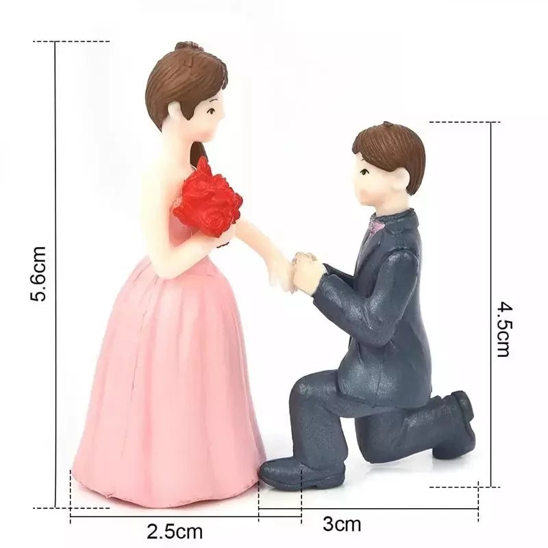 

Miniature Ornaments Proposal Boy Girl Lovers Couple Figurines Craft Fairy Dolls Wedding Bride and Groom Home Micro Landscape