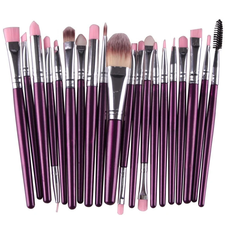 

ZH 20pcs China supplier private label eye makeup brush set, Purple, white, green