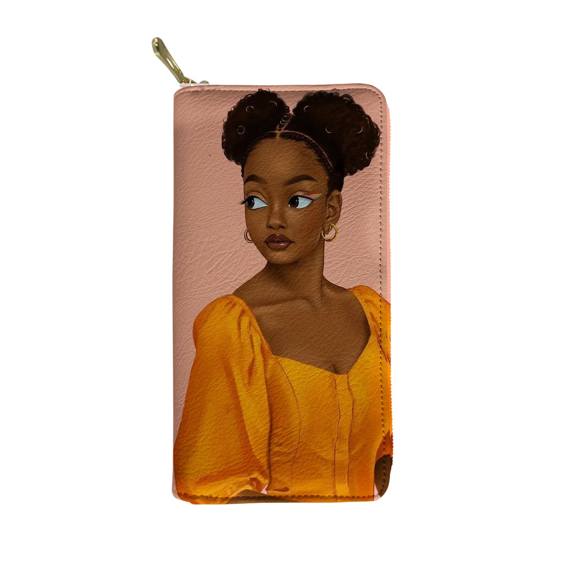 

Trend Travel Wallet For Ladies Beauty African Black Girls Face Printed Female Wallet Money Clip Long Zipper Pu Leather Wallet
