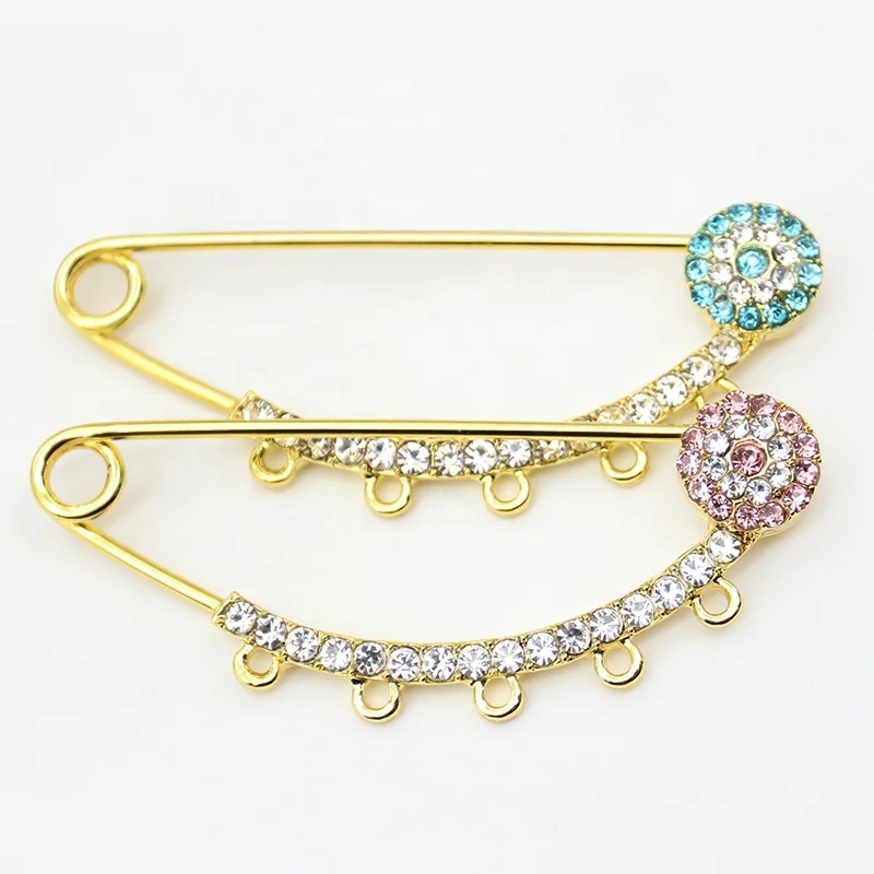 

Free Shipping Mashallah islam pin crystal rhinestone 6.7cm Pin with 5 loops baby pins brooches