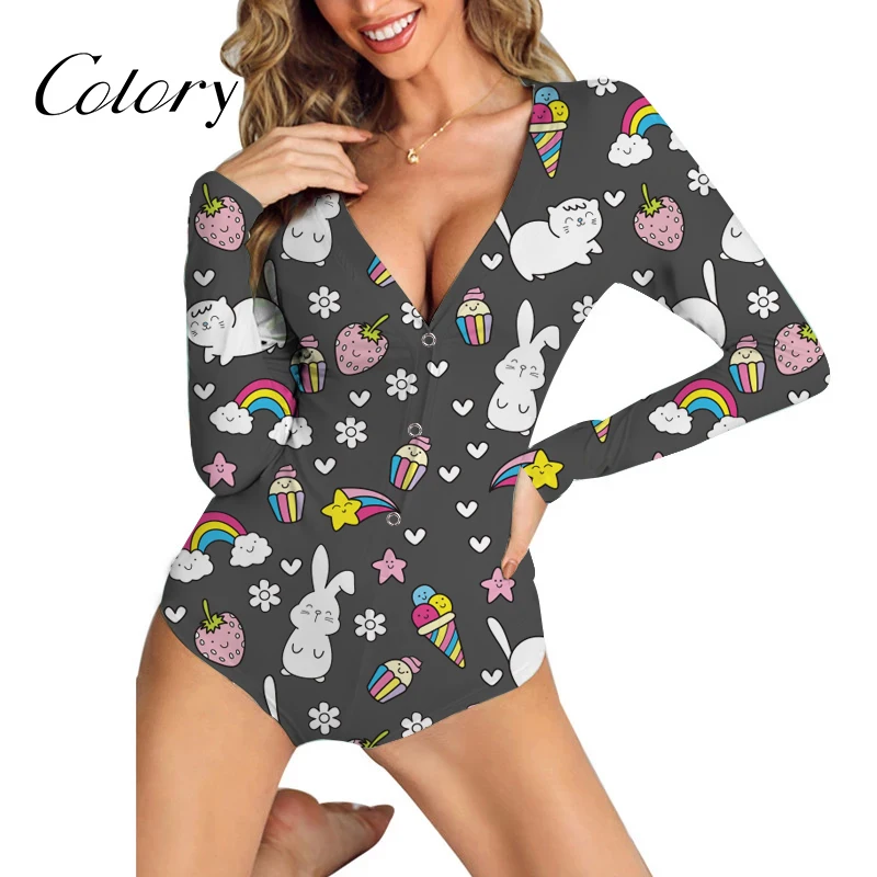 

Colory Custom Cartoon Adults Sexy Onsie Long Sleeves Onesie Pajamas, Picture shows