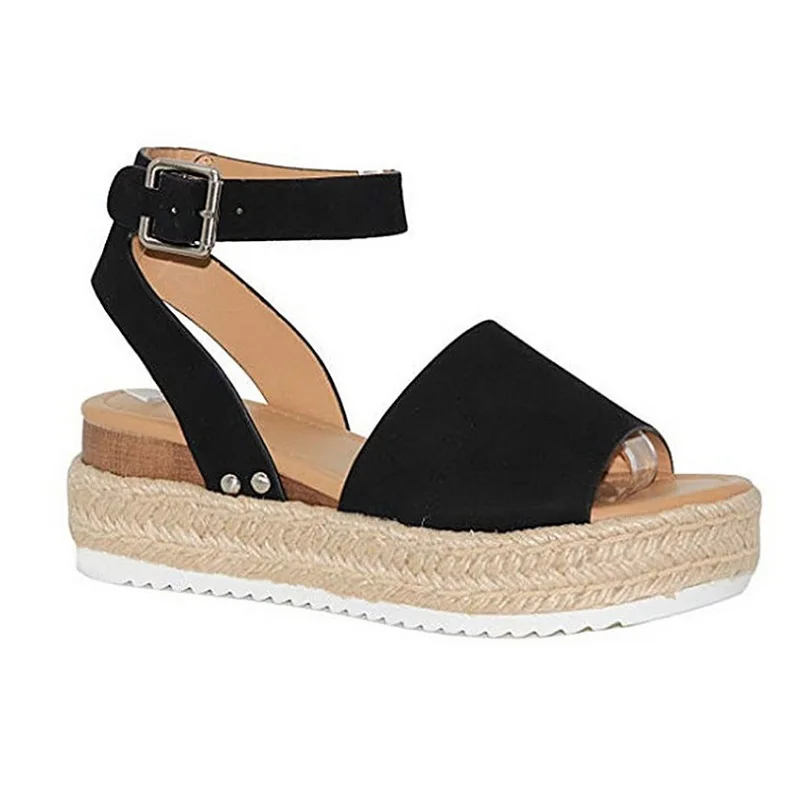 

Cowinner Woman VALETT Open Toe Ankle Strap Sandals Espadrille Sandal Casual Wedge Sandal, As pic