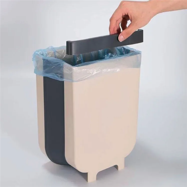 
plastic Collapsible Folding Trash Bin Can Attached to Cabinet Door Kitchen Drawer Bedroom Dorm Room Car Waste Bin 