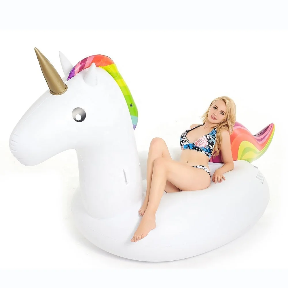 

Factory wholesale 2M PVC Inflatable unicorn pool float water toys plastic unicorns float for sale, Colorful