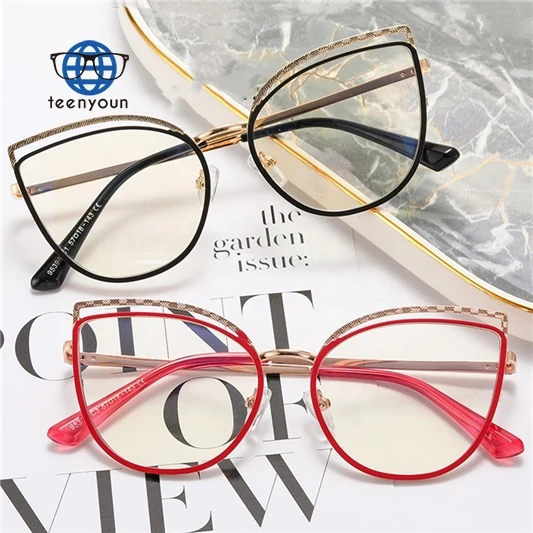 

Teenyoun Eyewear Arrival Stereorelief Metal Spectacle Frame Eye Glasses Vintage Women Cat Prescription Eyeglasses