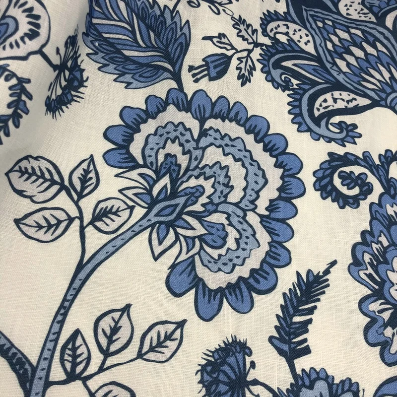 
Digital Print Custom Design 160gsm 100% Pure Linen fabric for Blouses and Shirts 