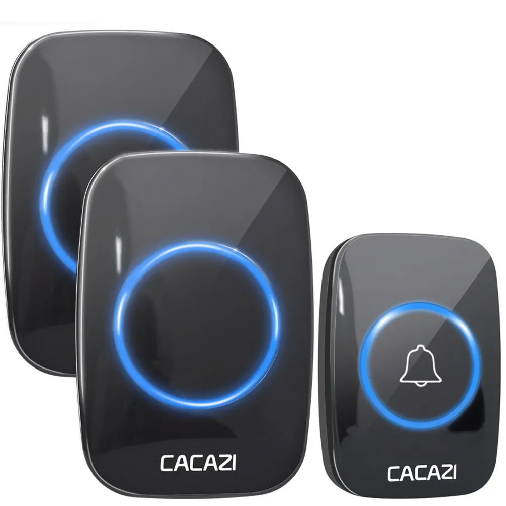 

A10BB CACAZI Wireless Doorbell Waterproof 300M 60 Chime Remote EU AU UK US Plug battery 110V-220V 1 button 2 receiver