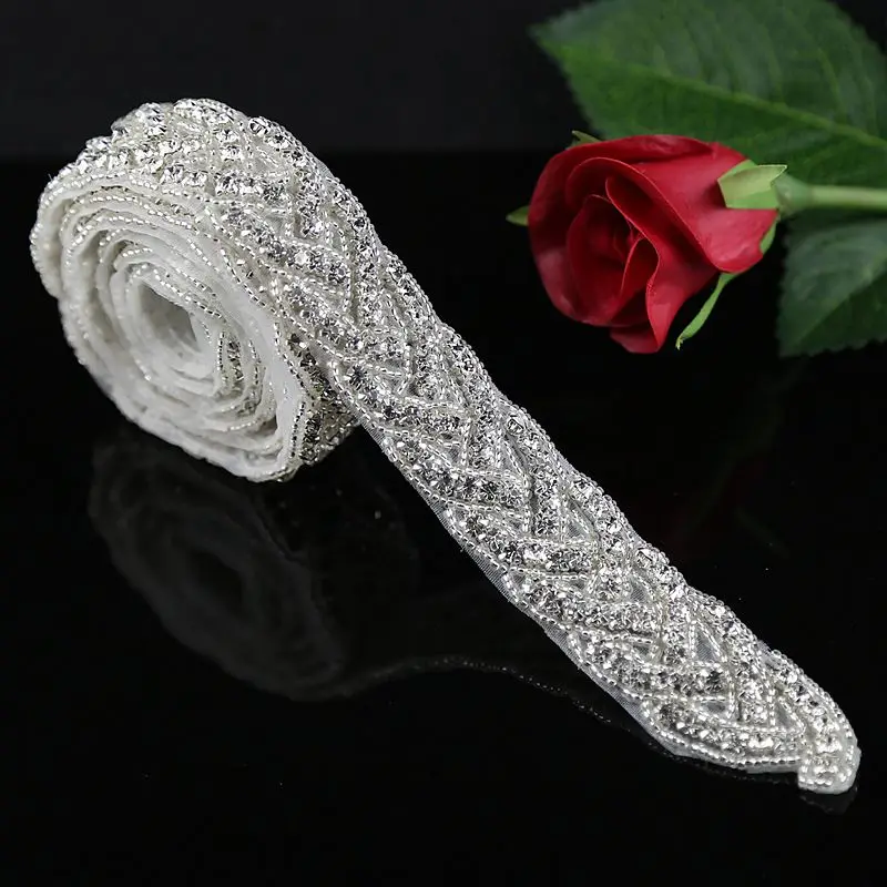 

Wholesale V Shape Handmade Bridal Crystal Rhinestone Applique Iron Rhinestone Appliques Trimming for Wedding Dress, Silver,gold, rose gold ,custom made