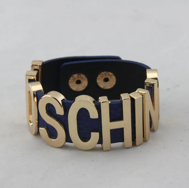 

Punk Unisex Cool Latest Design Wide PU Leather LETTERS Cuff Bracelet Bangle