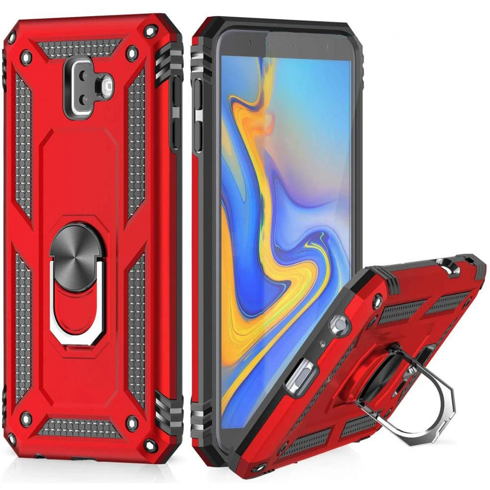 

LeYi For Samsung Galaxy J6 Plus Cover Protector,Ring Holder Kickstand, Shockproof Tough Armor Phone Case