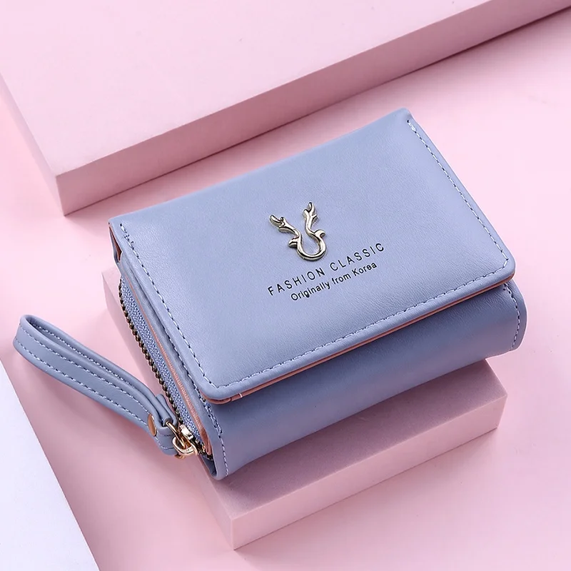 

Hot Selling Pu Leather Colorful New Fashion Short Coin Purse for Women Card Holder Small Ladies Wallet Female Hasp Mini Clutch, 7 colors