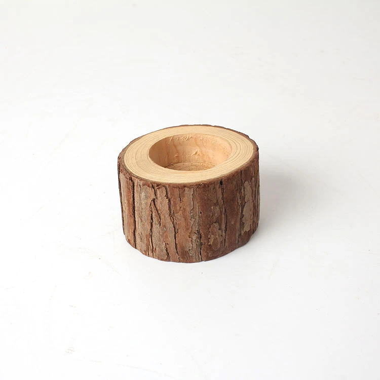 

Bark Wood Post Pile Rustic Wooden Candle Holder Birthday Party Valentine's Day Home Decor, Natural wood
