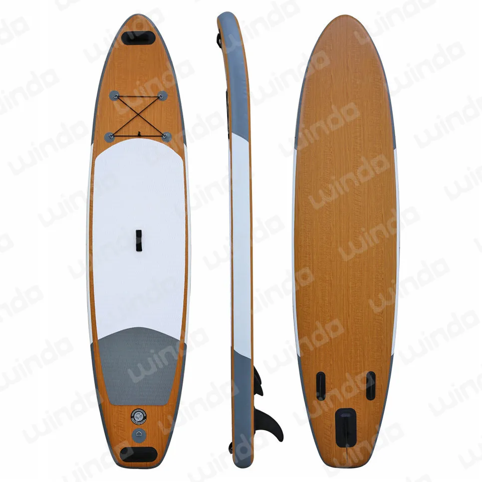 

STOCK Wooden Grain Factory Water Surfboard isup Inflatable surf stand up Paddle Board Race SUP