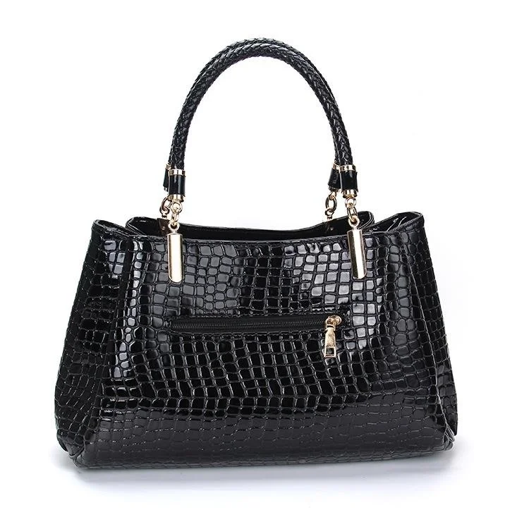 

Women Crocodile Pattern Handbag Fashion PU Leather Tote Shoulder Bag, Black,red, blue