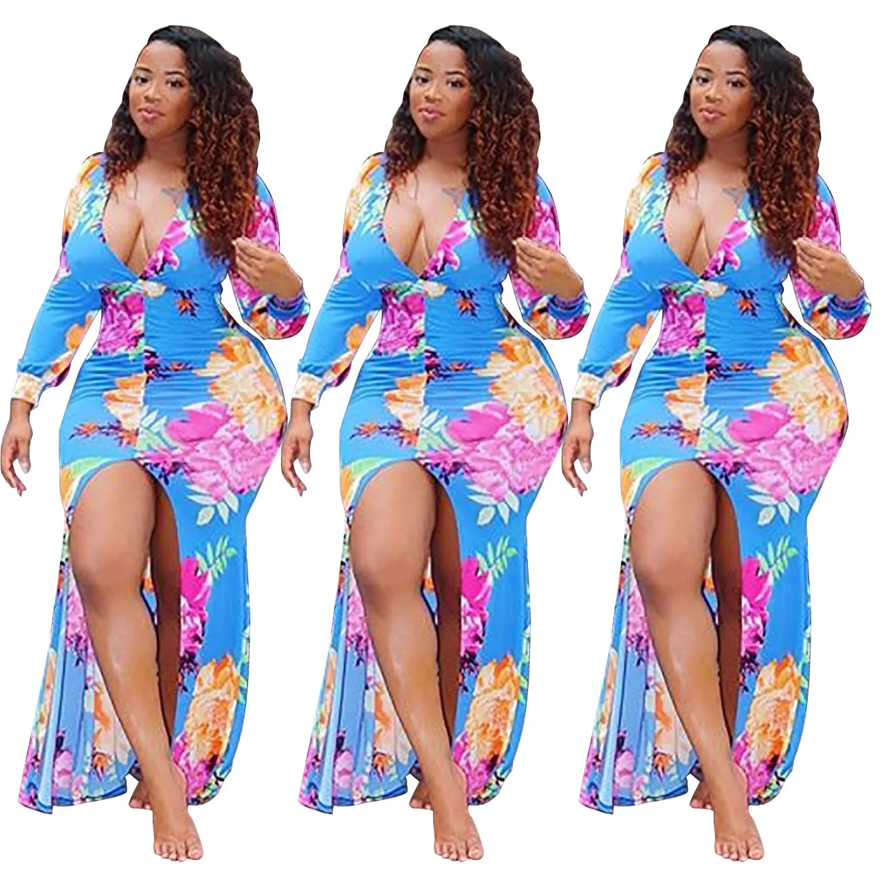 

wholesale 2021 new arrivals plus size women clothing custom Deep V with sexy dress, Customizable