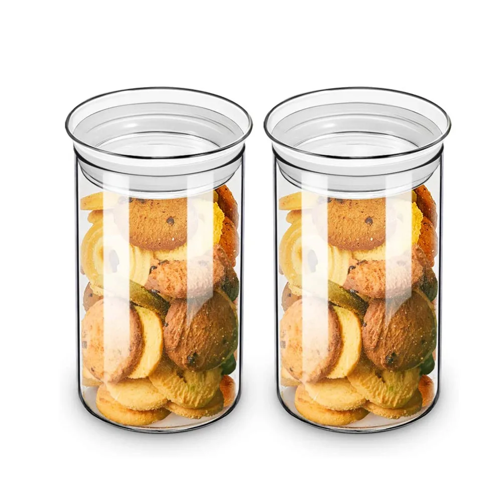 

Glass Canister Jars with Glass Lid Airtight Kitchen Canisters Clear Sealed 37 Fluid Ounce Cylinder Storage Containers