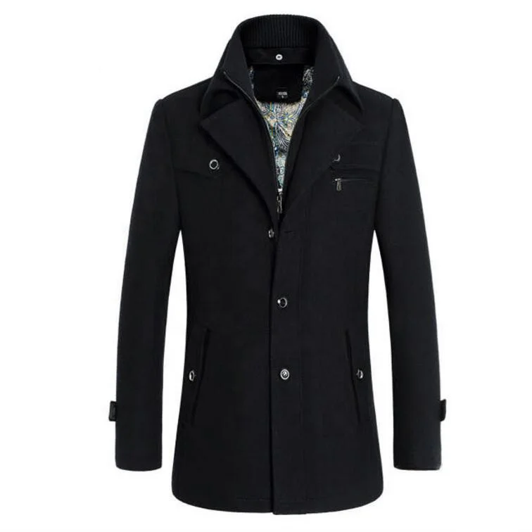

Fall/Winter 2021 Casual Fashion Mid-length Padded Lapel Men's Woolen Jacket Oversized, Pictures