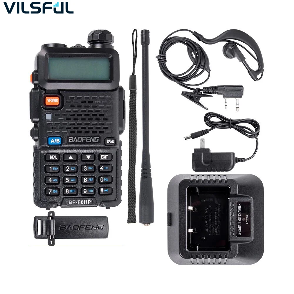 

BaoFeng BF-F8HP (UV-5R 3rd Gen) 8-Watt Dual Band Two-Way Radio (136-174MHz VHF & 400-520MHz UHF) Includes Full Kit with Battery, Black