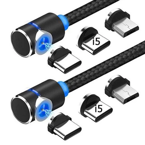 

3 in 1 Magnetic Cable 2.4A Fast Charger Micro USB Type C Phone Cables for Samsung Huawei Android 360 540 degree magnetic charger