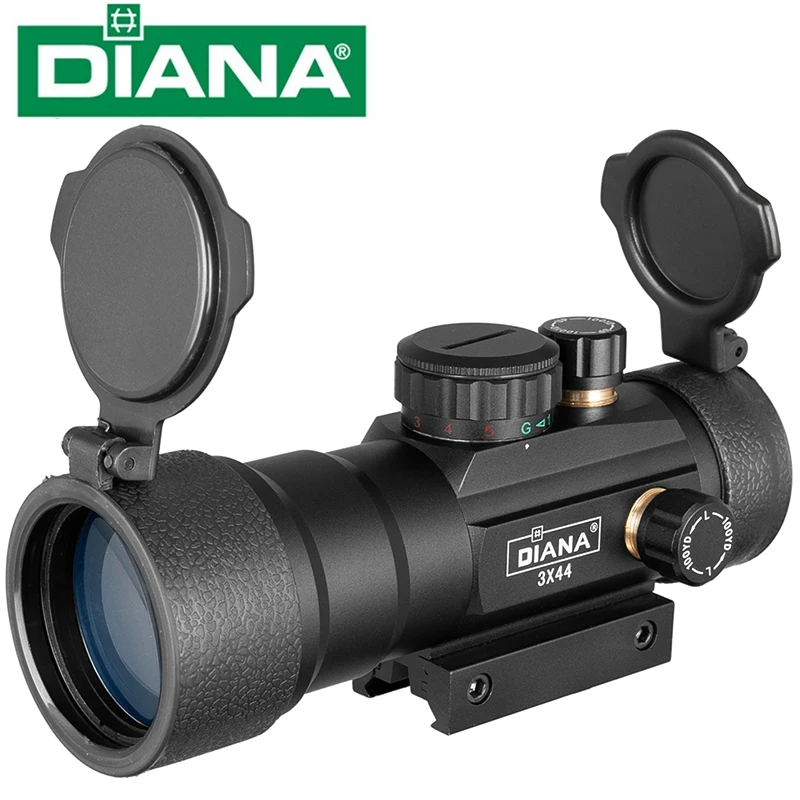 

DIANA 3X44 Green Red Dot Sight Scope Red Dot Tactical Optics Riflescope Fit 11/20mm Rail Rifle Sight for Hunting