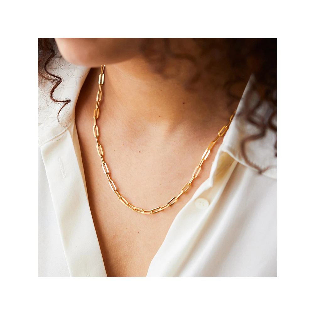 

Vintage Trendy Gold Filled Simple Hip Hop Stainless Steel Jewelry Chunky Necklace Curb Cuban Link Chain Necklace, 14k gold/rose gold /silver