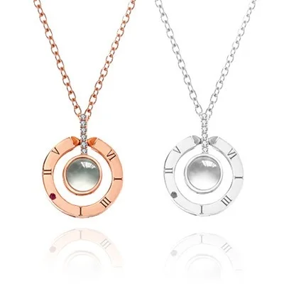 silver or rose gold Projection 100 Languages I Love You Necklace For Women Love Memory Wedding Pendant Necklace Gift for Love