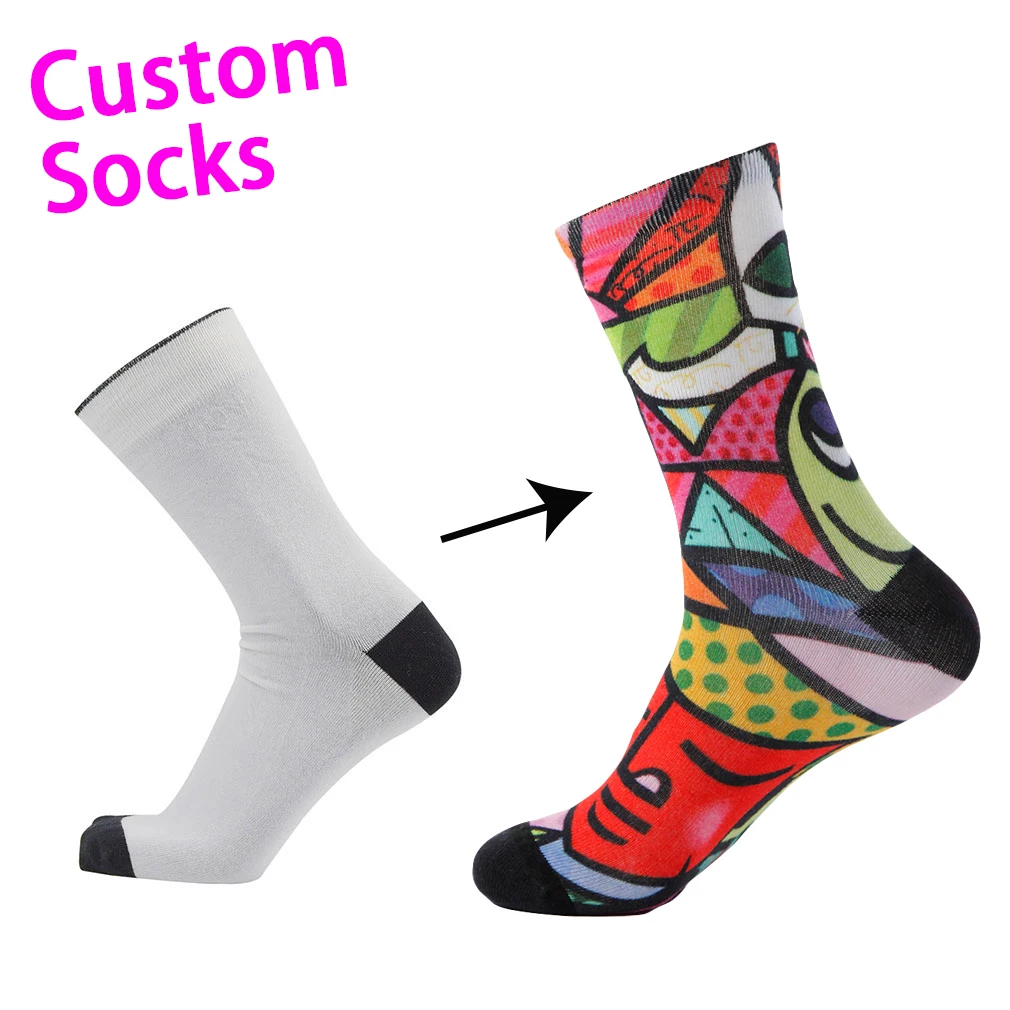 

Manufacturer combed cotton bamboo material sport style no MOQ custom socks print make your own logo design socks