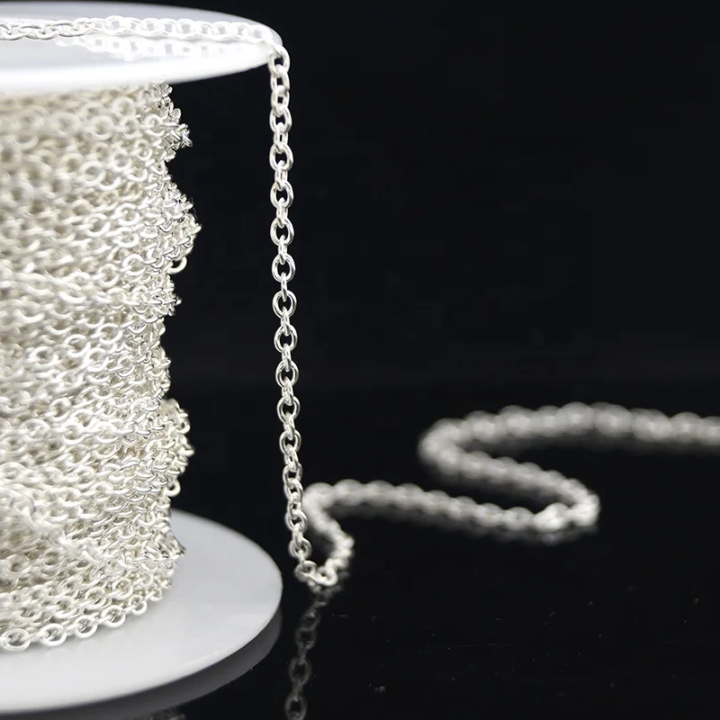 

Factory wholesale Semi-finished cable silver chain roll siver 925 jewelry for jewelry making