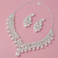 

GINCOM Pearls Bride Necklace & Earrings Jewelry set For Woman