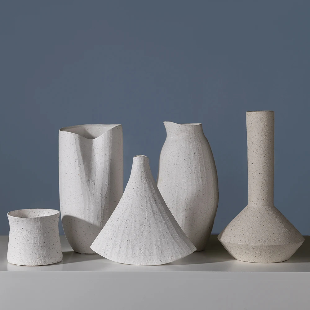 

Amazon hot unglazed boho ceramic & porcelain vases modern Minimalist nordic white vase set home decor table flower vase