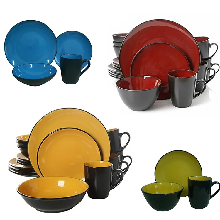 Top Grade Cheap Ceramic Dinner Set,Solid Two Tone Color Dinner Sets