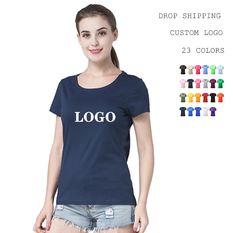 

Custom Logo Tees Casual Tshirt Cotton Blank Teeshirt Women's T-Shirts Graphic T Shirts for Women, Customized color