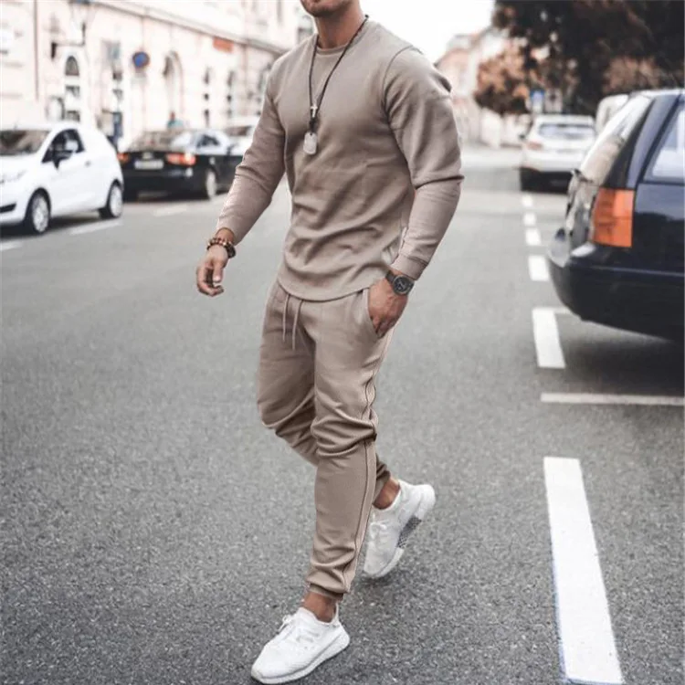 

2021 autumn printing letter sweater two-piece sports suit, Black