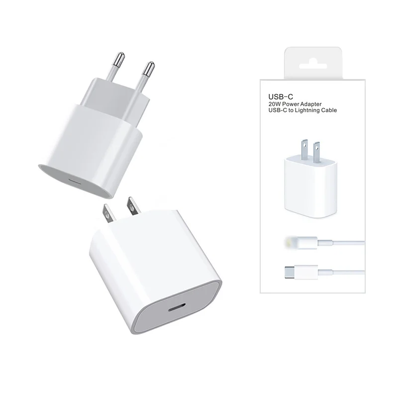 

High Quality EU US Plug Real PD 20W Fast Charger whit Type C To Lightning Data Cable Kit For Mobile Phone For iphone