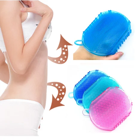 

N526 1PC Soft Silicone Massage Scrub Gloves Peeling Body Bath Brush Exfoliating Gloves Footbrush Essential Oil Massage Brush, As pic
