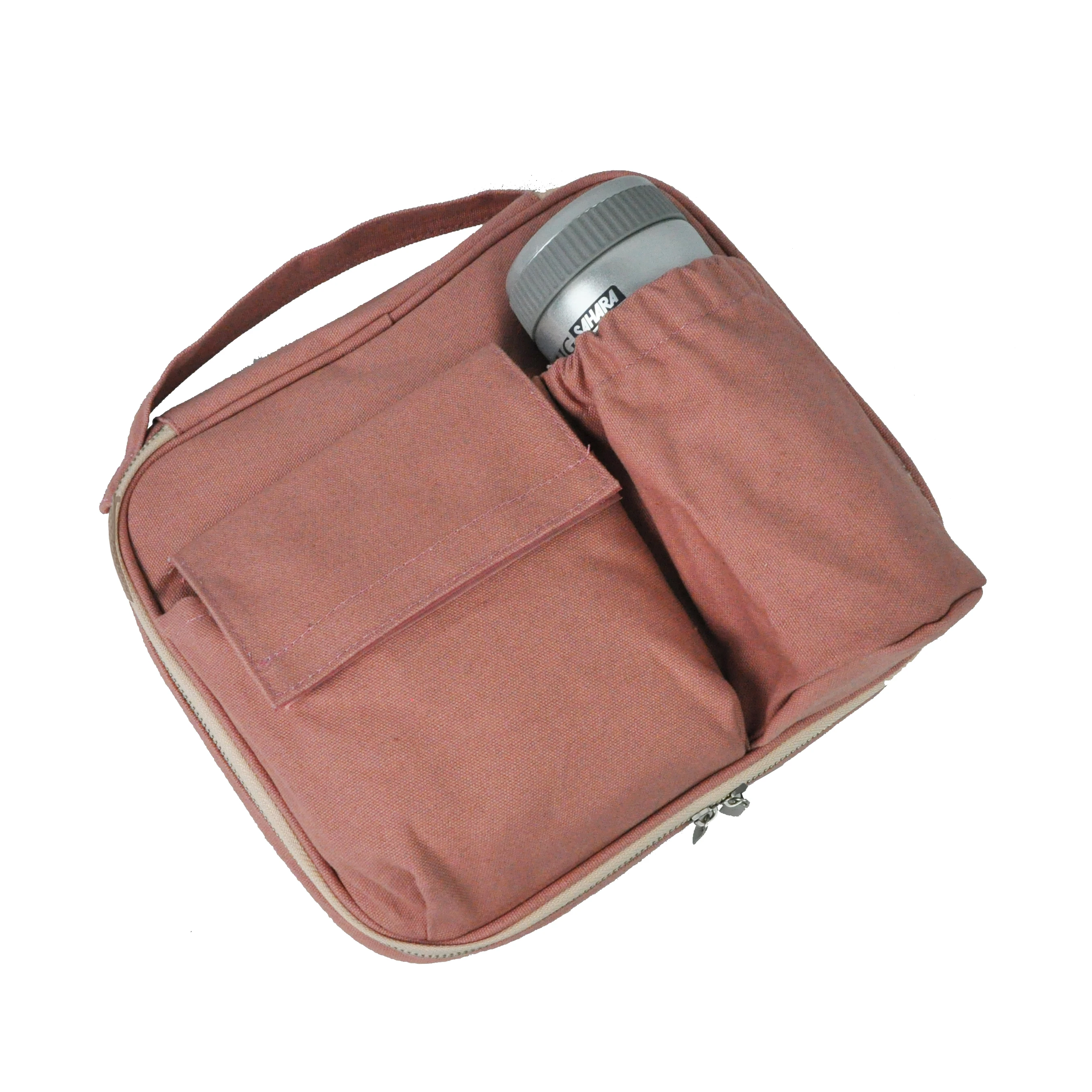 

Wholesale Organic Cotton Canvas Insulated Bento Box Lunch Handle bag With Water Bottle For Kids Thermal