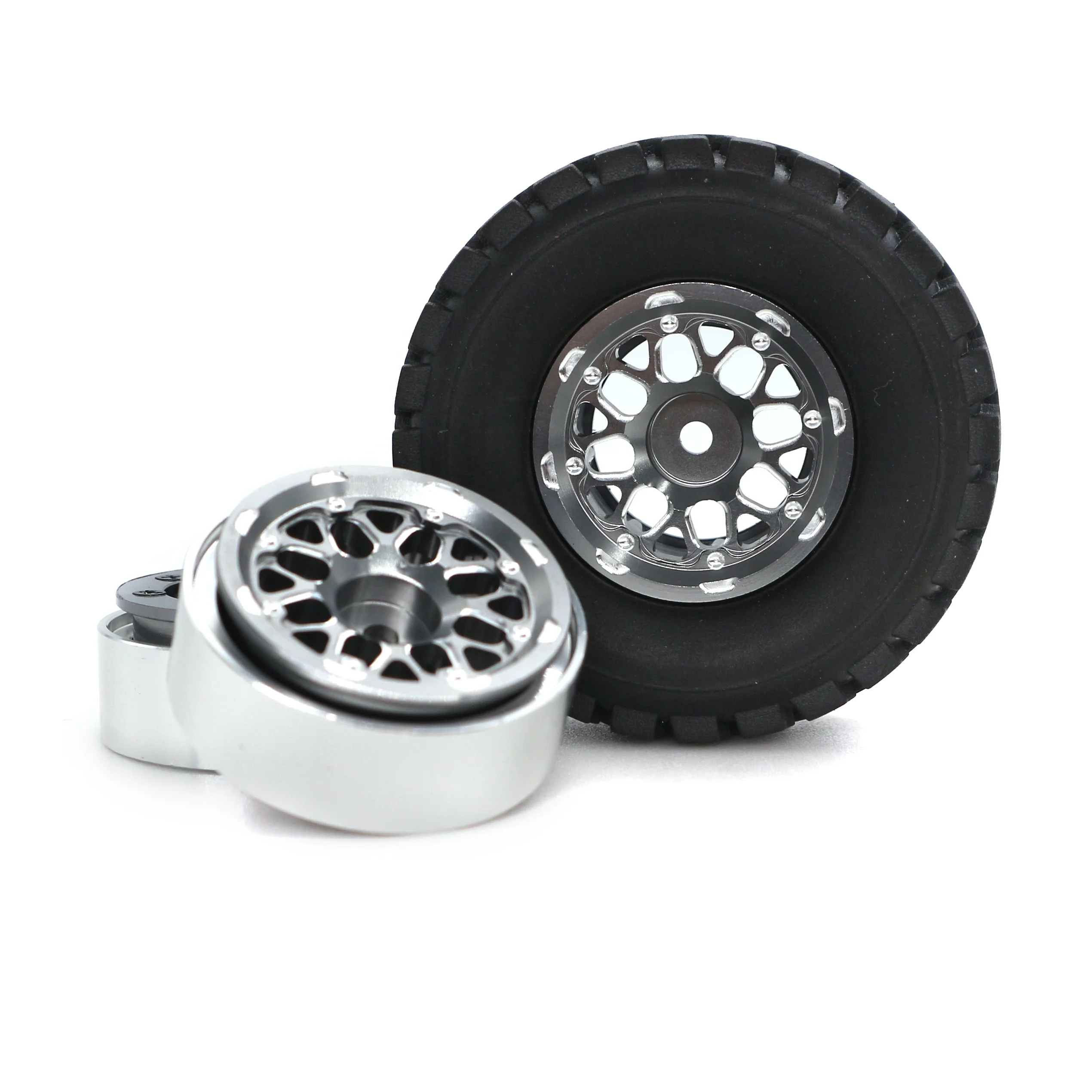 

4pcs TRX4M Beadlock Wheel Rim CNC Micro Crawler Wheel Hub and Rubber tires for TRX4M 1/18 Scale RC Car part