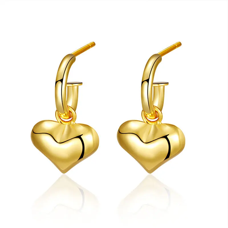 

Luxury Gold Plated S925 Sterling Silver Heart Drop Earrings Statement 925 Sterling Silver Heart Earring For Women Party