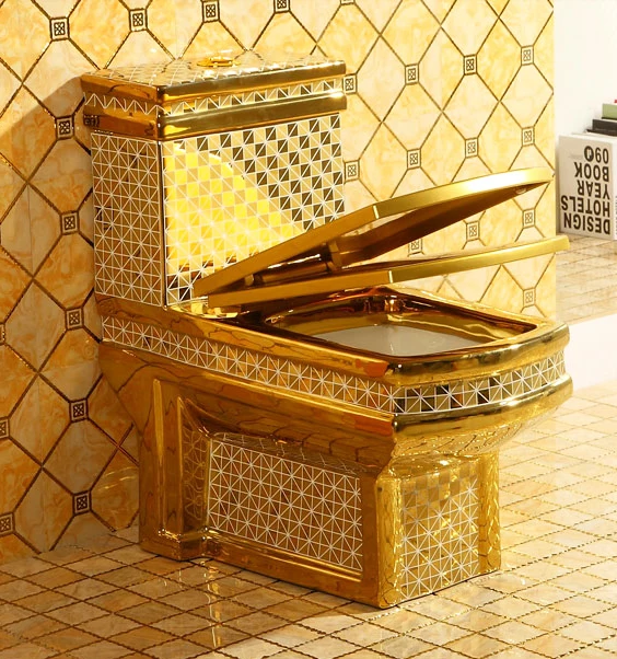 High Quality Ceramic Washdown Flushing Floor Mounted One Piece Gold