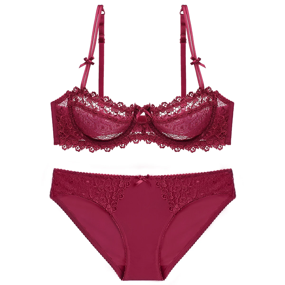 

Thin Translucent Half Cup Cup Lace Trim Lingerie Sexy Bra Panties
