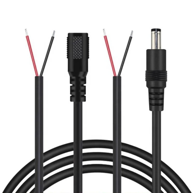 

Chinese supplier Customize PVC cable DC power plug DC barrel male female DC jack 5.5mm x 2.1mm cable, Black