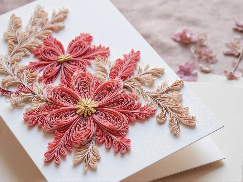 Intricate quilled construction paper greeting card