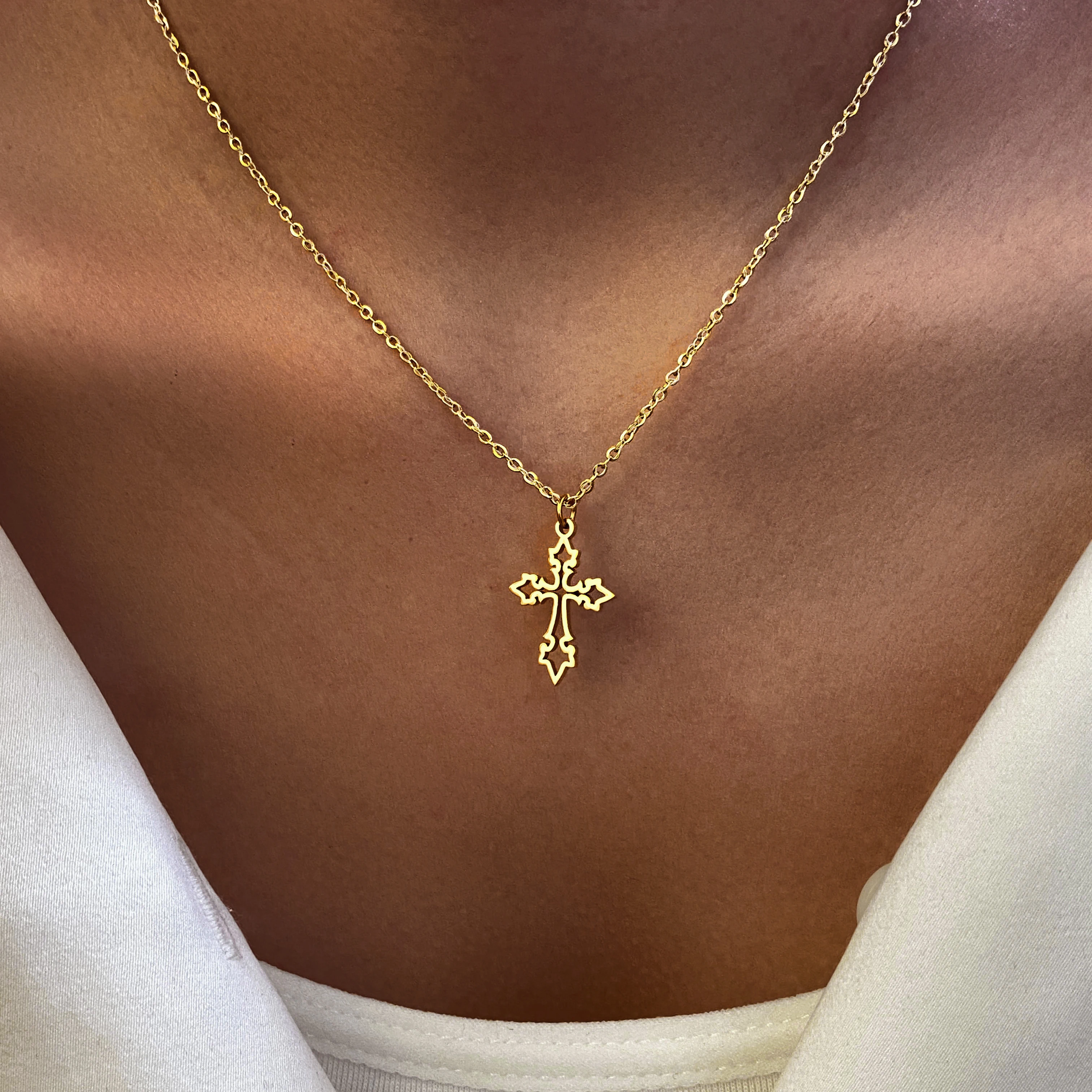 

Stainless Steel Necklaces Vintage Cross Pendants Chain Choker Jewellery Fashion Necklace For Women Jewelry Goth Party Gifts NEW, Silver gold