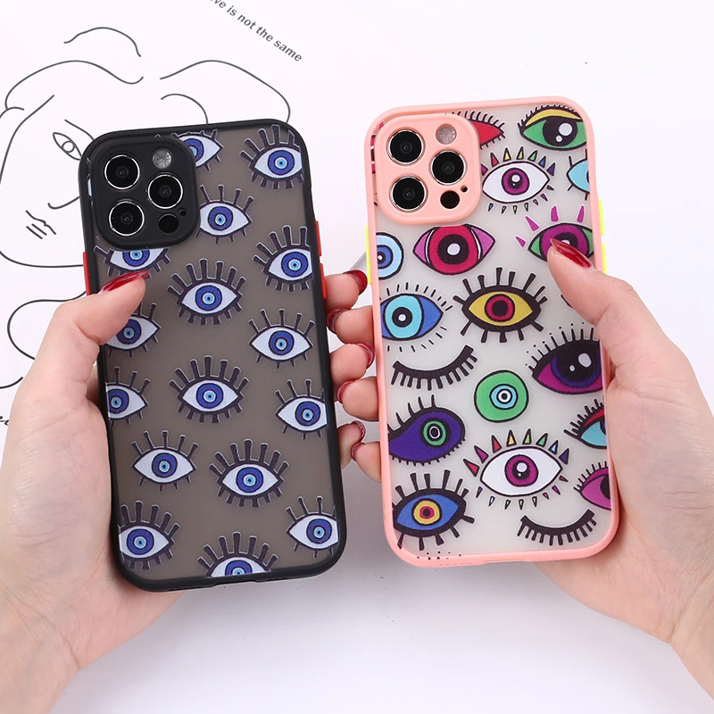 

Lucky Eye Blue Evil Eye Print Phone Case For iPhone SE20 12 11 Pro XR X XS MAX 7 8 6Plus Shockproof Camera Protection Back Cover, Mix colors